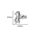 Silver G23 titanium flat back stud featuring a polished monkey design with trident detail - Little Monkey Style (T2559-7) / Silver