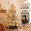 Luxuriöser 210cm rosa Weihnachtsbaum mit 80 goldenen Ornamenten und warmen LED-Lichtern - 5928 Gold / 150cm Set (Ornamente + Baumhülle + Baum)