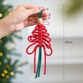 Handgefertigter Makramee Weihnachtsbaum Anhänger mit Holzperle und Seilen - Weihnachtsbaum Anhänger B / Rot