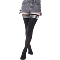 Chaussettes hautes noires extra longues avec trois rayures blanches de style sportif - Fond Noir Rayures Blanches