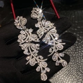 Macro shot of silver tassel earrings with shimmering crystals for wedding jewelry - 95# Silver Needle - Silver Color.