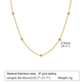 Detailed view of gold plated stainless steel bead chain with 3.5mm beads on white background - NC-1467G 3.5mm Bead Station Chain