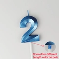 Glossy blue number 2 birthday candle with metallic finish and white plastic holder - Number 2 / Blue