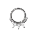 Polished silver nose ring with three pear-shaped crystals and metallic bead accents - 1.2x8mm / Silver-3 Marquise Stones