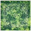 Close-up of green tie-dye paisley bandana made of breathable polyester material - 54*54CM / Green