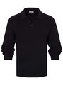 Dettaglio di maglione polo in maglia nera con tessuto testurizzato e colletto classico - M / Nero