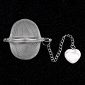 Silver stainless steel mesh tea infuser with white marble heart stone pendant charm - Howlite