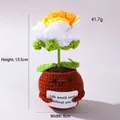 Handmade crochet flower pot doll with yellow gradient petals and positive quote card - Positive Potted-Gradient Yellow Rose