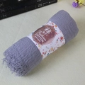 Handmade purple-grey wrinkled cotton scarf with natural fringe and elegant paper wrap - Light Gray