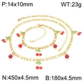 Set collana e bracciale placcati oro 18K con ciondoli a ciliegia rossa e catena figaro - Stile Ciliegia (KS225677-Z)