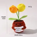 Handmade crochet potted flowers with orange and yellow petals and positive quote card - Positive Potted-2 Yellow Tulips