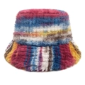 Cappello da pescatore in peluche a righe colorate in pelliccia sintetica per l'inverno - M (56-58cm) / 1# Stile a Righe Magenta Blu Giallo Marrone