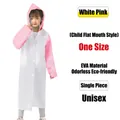 Reusable white and pink EVA children raincoat in a two-tone lightweight design - Kids One Size / White & Pink Patchwork (Kids)