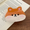 Cute cartoon corgi dog acetate hair claw clip in orange and cream finish - Yellow Corgi