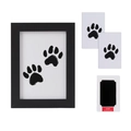 Kit de huella de mascota con marco de madera negra, almohadilla de tinta y tarjetas - 5 Pulgadas (Con Almohadilla de Tinta) / Negro