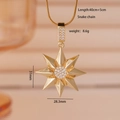 Collana con pendente a stella ottagonale dorata con zirconi su catena a serpente - Stella a Otto Punte Oro (2644)