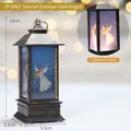 Vintage gold bronze LED angel lantern ornament with glowing musical motif 13cm - Square Golden Angel