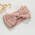 Pink baby headband with purple polka dots and soft waffle fabric waffle texture bow - Pink With Purple Polka Dots Waffle