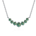 Detail of 2.8ct green moissanite pendant with seven round stones in 925 silver - 18K Silver Blue-Green Stone