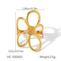 Detailansicht des hohlen Blumenrings mit Größe 1,99x3,02cm und 2,5g Gewichtsinfo - Gold Stil (HC-R30403)