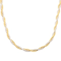 Two-tone intertwined flat snake chain jewelry set in twisted gold and silver finish - Gold/Silver Two-Tone Necklace