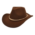 Close-up of a dark brown western wool fedora with a decorative gold metal band - M (56-58cm) / Coffee