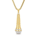 Collar hip hop con colgante de micrófono bañado en oro de 18K y cristales en cadena - Dorado
