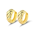 Klassische goldene gedrehte Creolen mit poliertem Croissant-Seil-Design - 925er Silber / Gold
