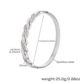 Silver stainless steel twisted bracelet with pink zircon inlays and 6.0cm diameter - Twisted Pink Zirconia Style (Z436) / Silver