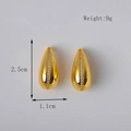 Golden teardrop stainless steel earrings with vertical row of sparkling zircons - Water Drop Diamond Gold