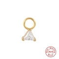 Pendentif fait main en argent 925 doré avec une pierre de zircon claire triangulaire - Princesse Rose