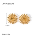Französische Vintage-Ohrringe aus 18k vergoldetem Edelstahl in strahlendem Gold-Finish - Texturierter Sonnenblumen-Stil (JDEW2312076)