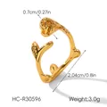 Detail of golden rose ring with lifelike leaf texture and weight specification - Rose Vine Open Ring (HC-R30596)