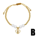 Adjustable woven bead bracelet with heart Virgin Mary pendant and gold beads - Virgin Mary Heart Style (B)