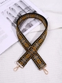 Ethnic style black shoulder strap with yellow geometric embroidery and gold hardware - Yellow