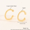 Minimalist 18k gold plated beaded ear cuff set with polished copper finish for women - Gold Plated Bead Ear Cuff EL04-7