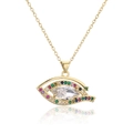 Collana placcata oro con ciondolo malocchio, zircone marquise e pietre colorate - Collana Oro / Zirconia Marquise Trasparente (21467)