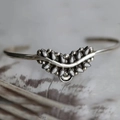 Bohemian silver cuff bracelet featuring white turquoise stones and vintage engravings - Wavy White Turquoise