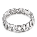 Bracelet cubain pour homme en acier inoxydable 316L argenté avec fermoir à boîte poli - Acier Bicolore (KB32039-D)