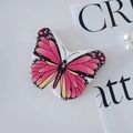 Portable pink butterfly shaped folding makeup mirror with cute cartoon design and pearl - Pink Yellow Black Pattern