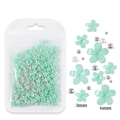 Mint green five-petal resin flowers in 3mm and 6mm sizes for DIY nail art decoration - Light Green Flower With Silver Bead