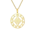 Golden stainless steel necklace featuring a Celtic Knot pendant with moon symbols - Gold Necklace