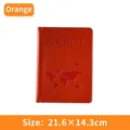 Orange PU leather passport cover with world map embossing and 21.6x14.3cm size - Passport Cover / Orange