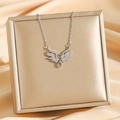 Collier ailes d'ange et symbole infini en argent avec zircons sur boîte à bijoux - Argent (8484)