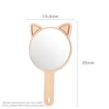Cat ear wood hand mirror in natural finish with hanging hole, 13.5x25cm dimensions - Puppy/Medium