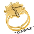 Detailed size specifications for a gold adjustable stainless steel oval ring base DIY - J476 / Gold