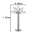 Titanium labret stud with crystal flower top measuring 0.84cm width and 1.57cm length - Lotus Petal Style (T2527-5) / Silver