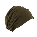 Detailed close-up of dark olive green knitted turban cap with textured pleated design - One Size / Army Green