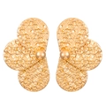 Chunky gold irregular flower earrings with hammered metal texture for a bold statement look - KC Gold Hammered (A-409)