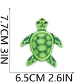 Cute green turtle embroidered patch with dimension markings of 7.7cm by 6.5cm - Green Turtle